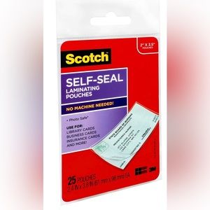 Scotch Self-Sealing Laminating Pouches, 2.4 in x 3.8 in,  (Two Packs of 25)